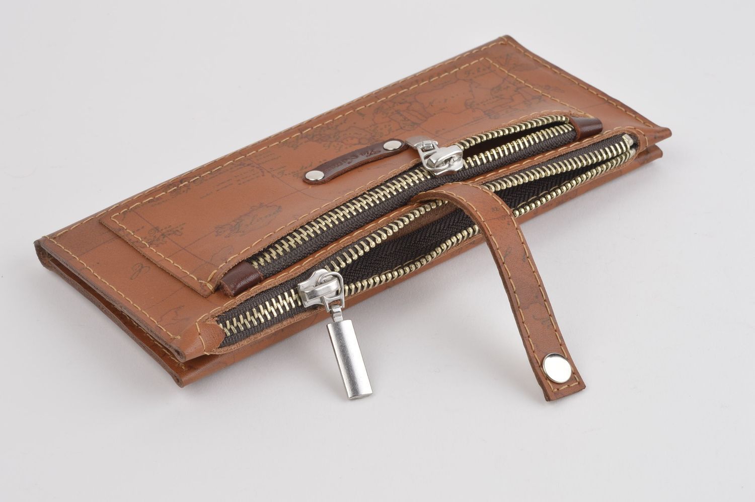 Handmade brown leather wallet unusual designer wallet present for men photo 3