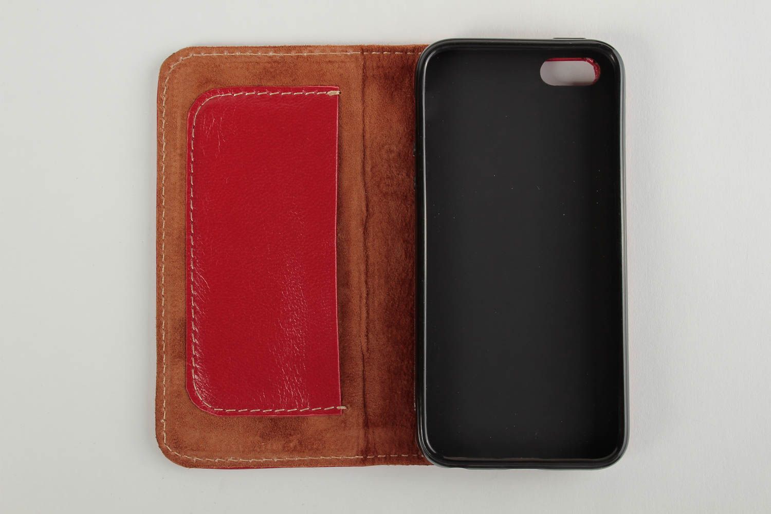 Housse smartphone cuir rouge fait main Étui téléphone portable Idée cadeau femme photo 4