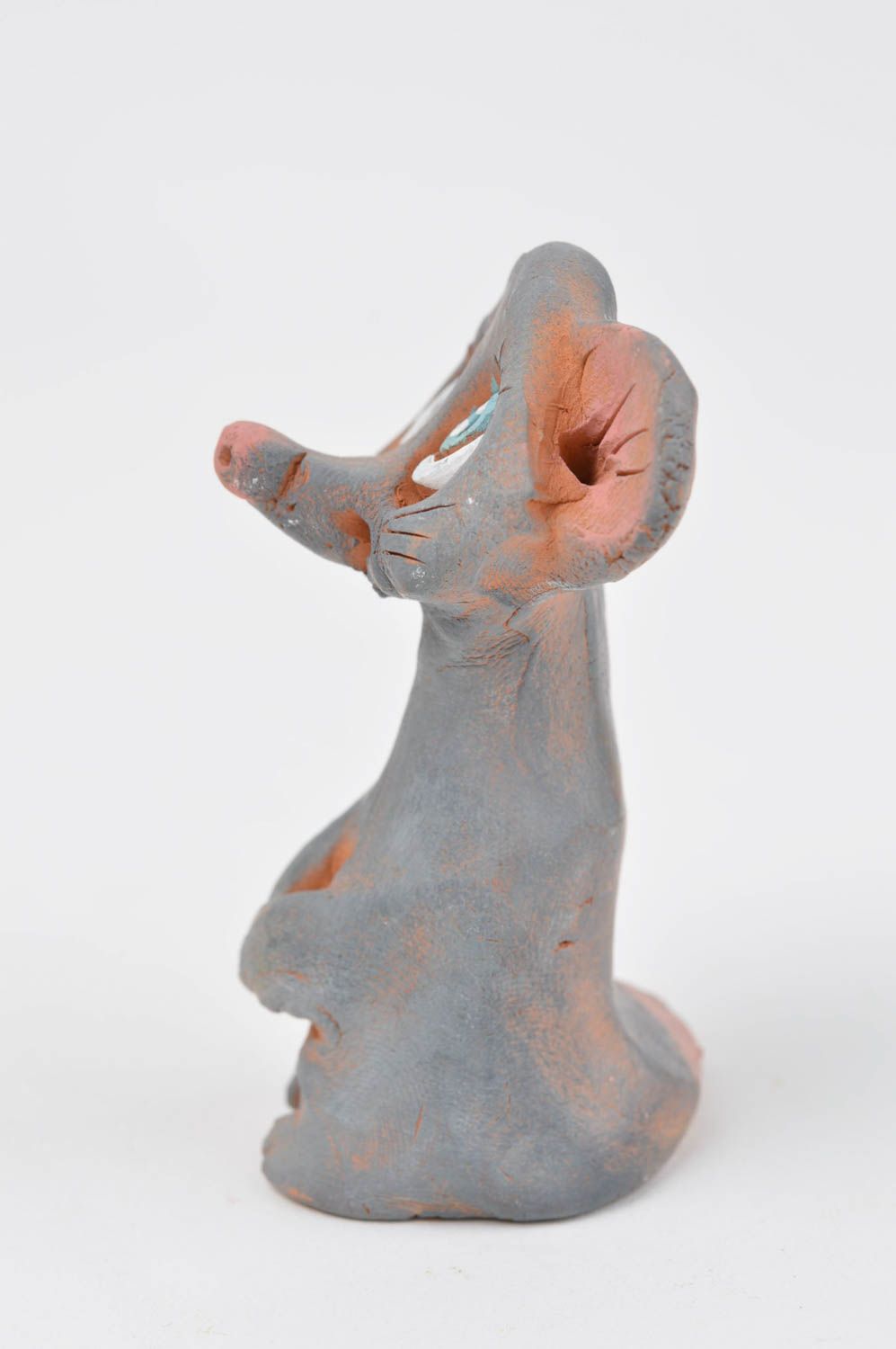 Figurine souris grise faite main Statuette déco en argile peinte Petit cadeau photo 3