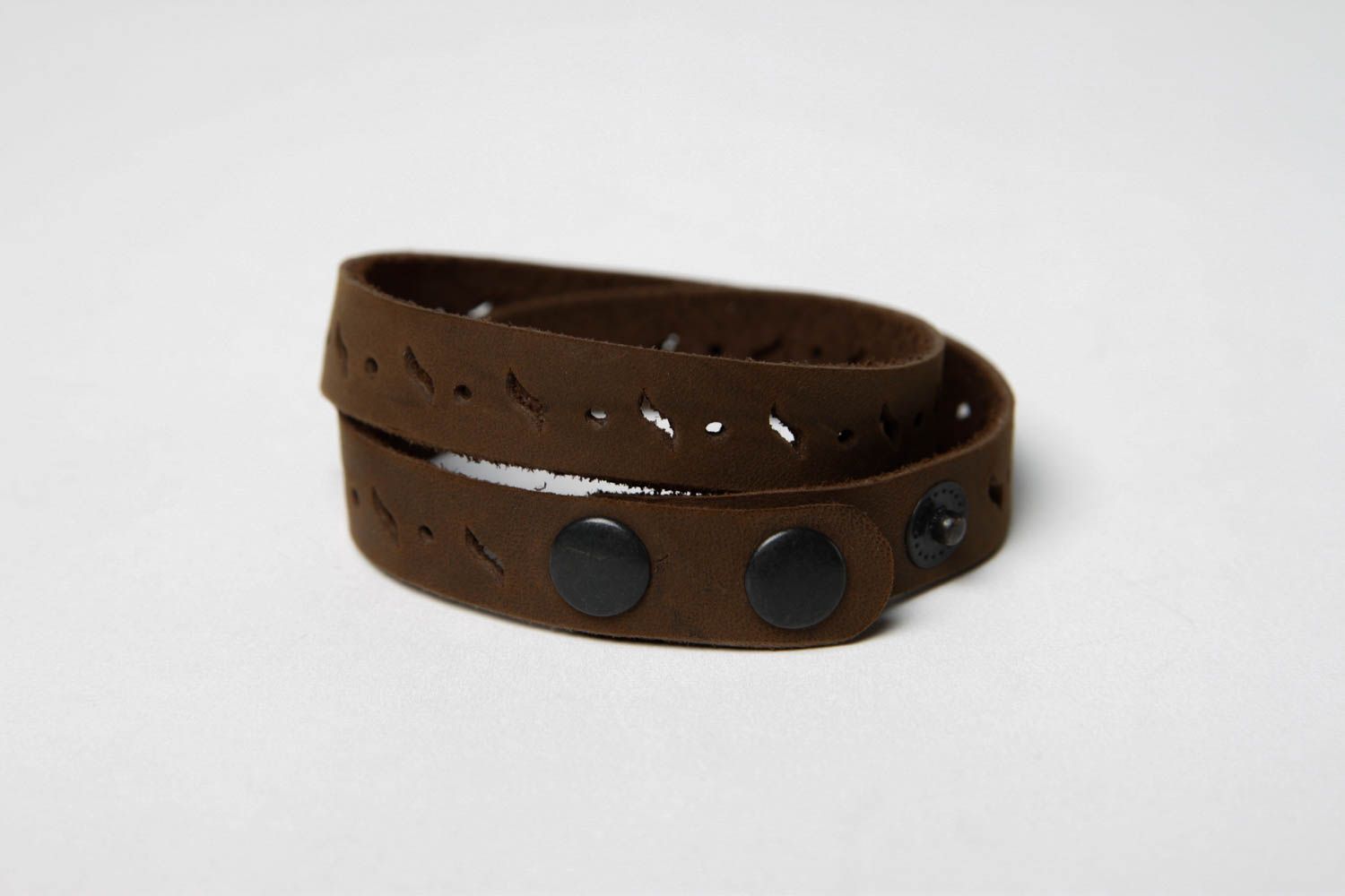 Bracelet cuir Bijou fait main brun mode Accessoire en cuir design original photo 5