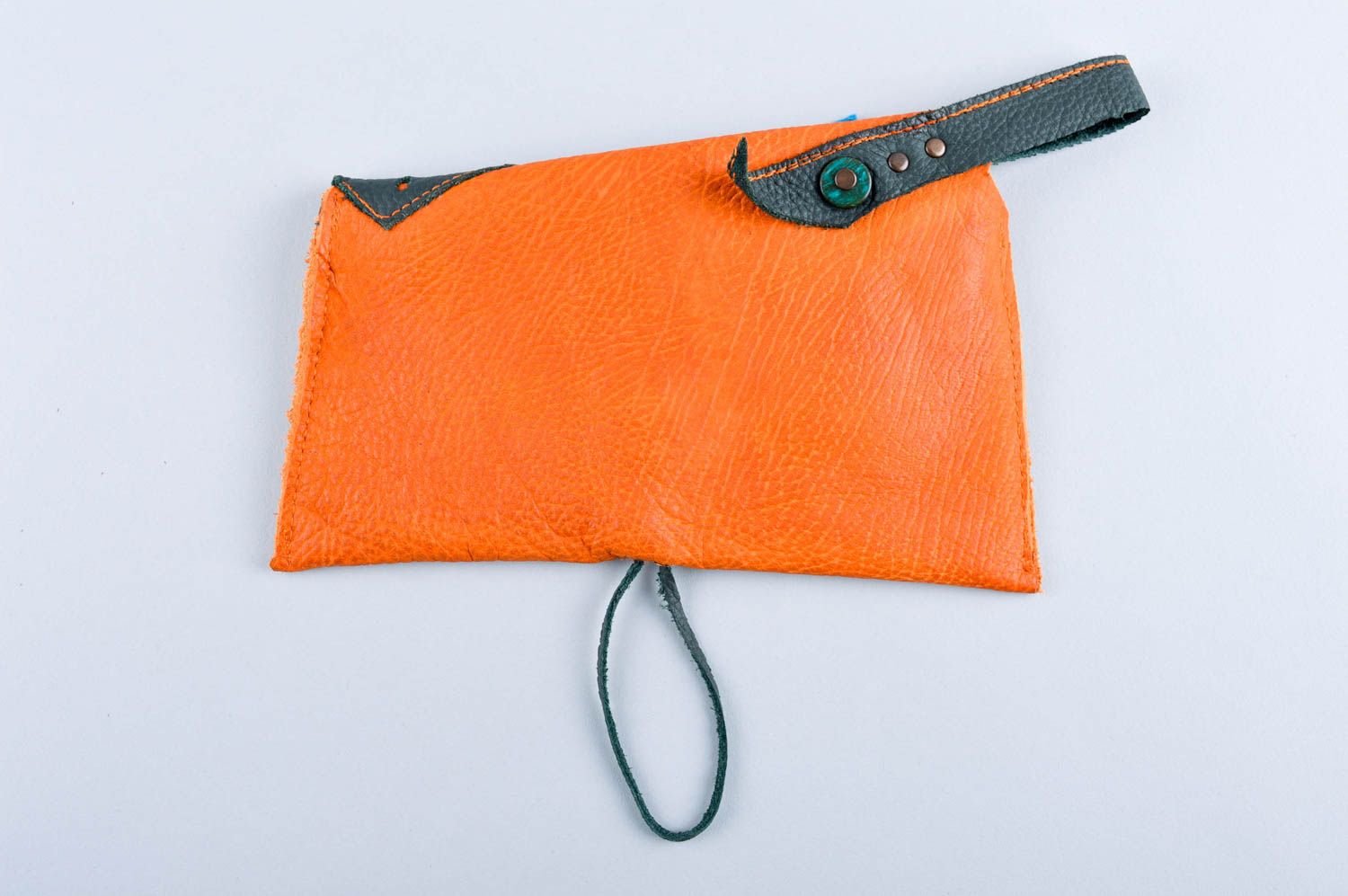 Portefeuille cuir naturel Maroquinerie femme fait main Cadeau original orange photo 3
