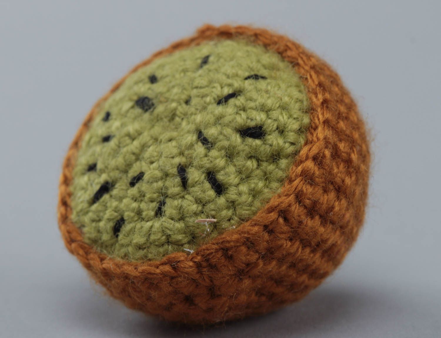 Handmade designer acrylic crochet soft toy kiwi for kids and interior decor photo 3