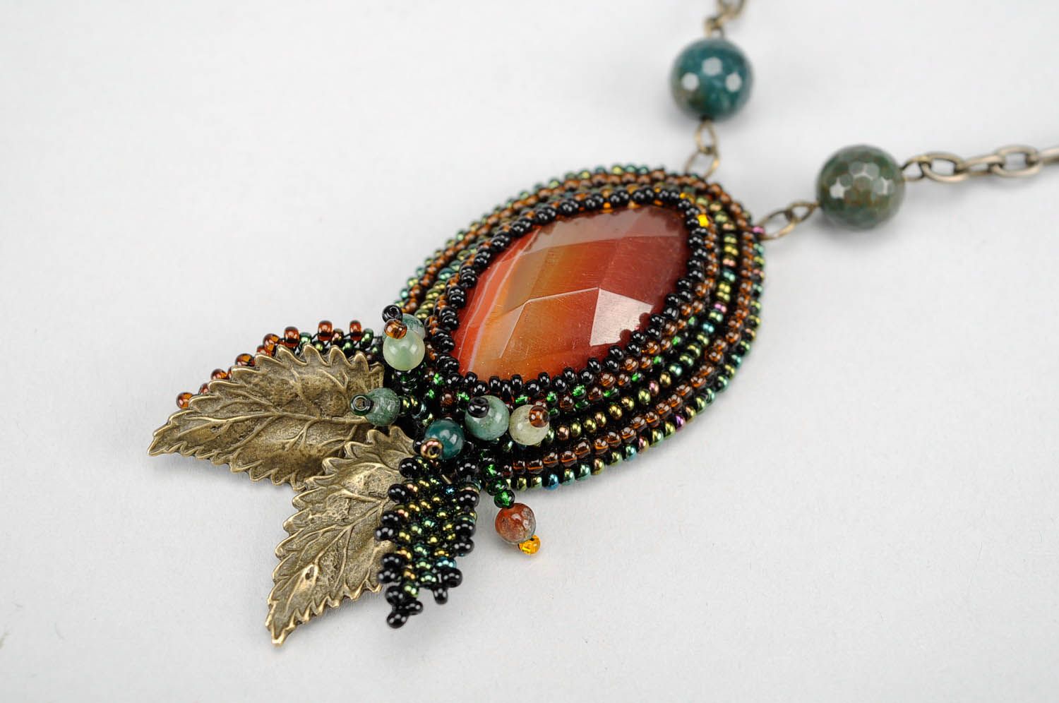 Beaded Pendant Made of Natural Stones photo 1
