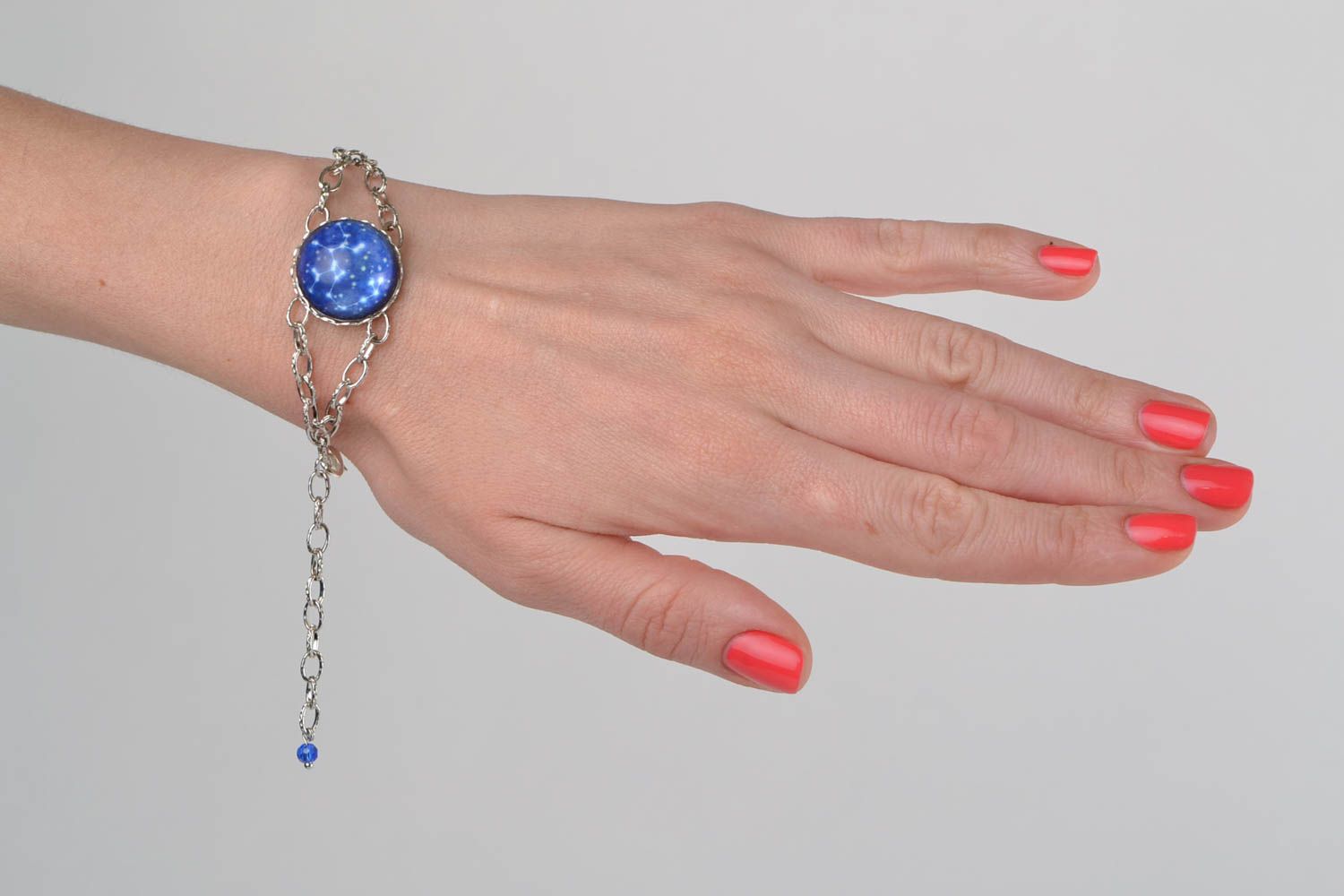 Zodiac wrist bracelet with chain and glass stylish handmade accessory photo 1