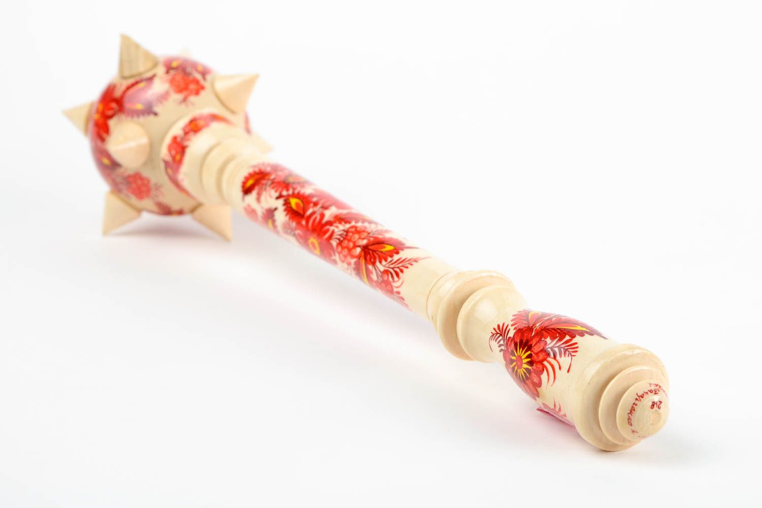 Handmade wooden present for men unusual ethnic weapon decorative mace photo 5