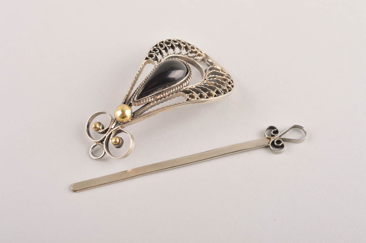 Handmade unusual hair clip designer accessories stylish female jewelry photo 5
