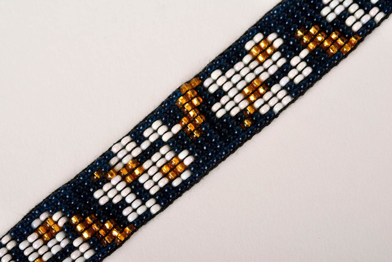 Dark blue, white, and gold color beads strand  bracelet for teen girls photo 3