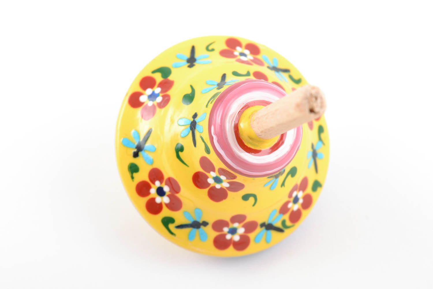 Bright painted wooden spinning top eco toy for children photo 3