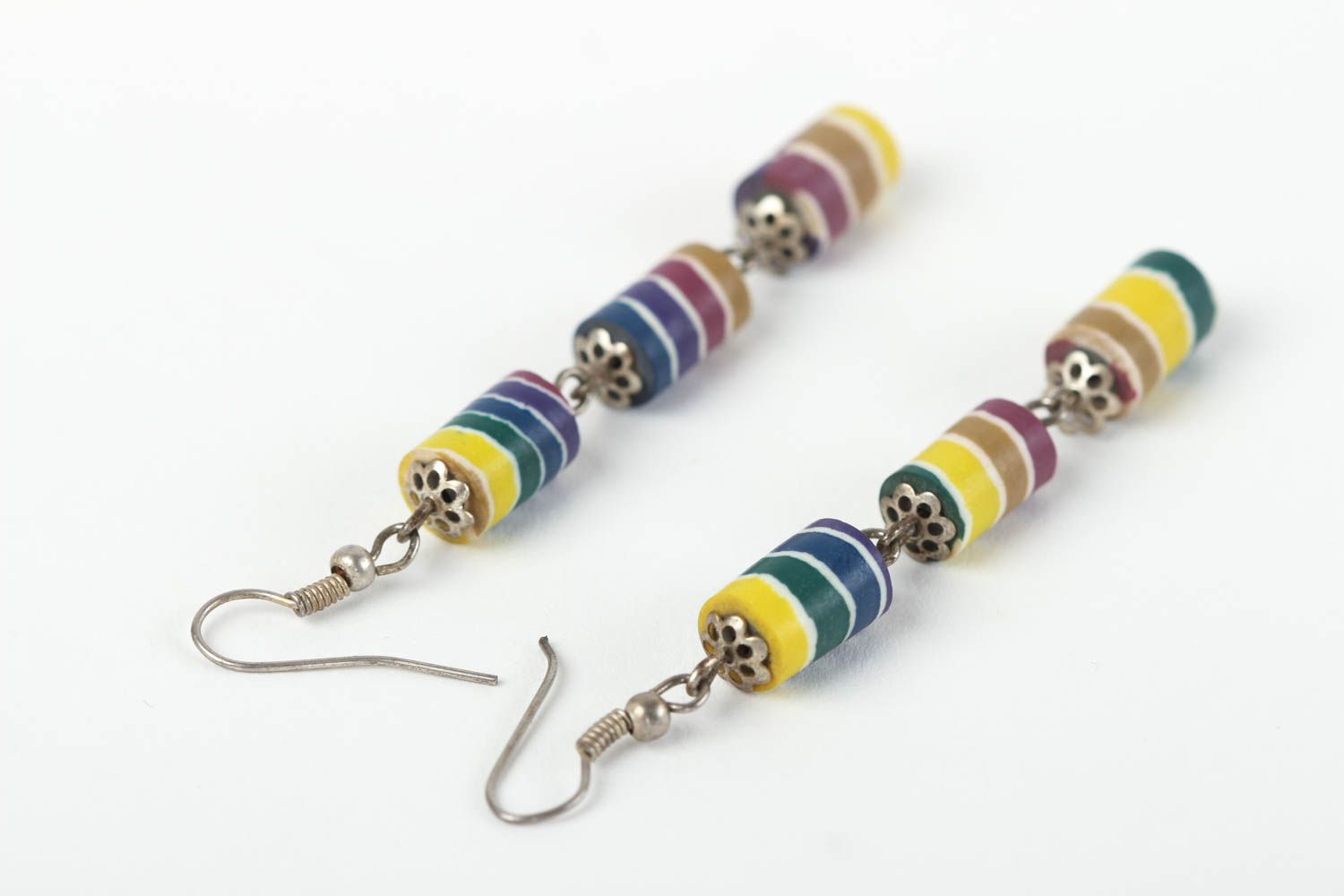 Bright handmade plastic earrings beaded earrings costume jewelry gifts for her photo 4