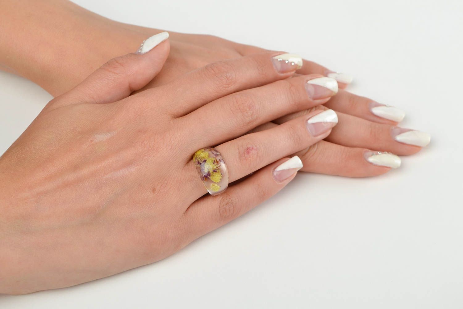 Кольца ручной работы женские кольца украшения из эпоксидной смолы 6 штук фото 2