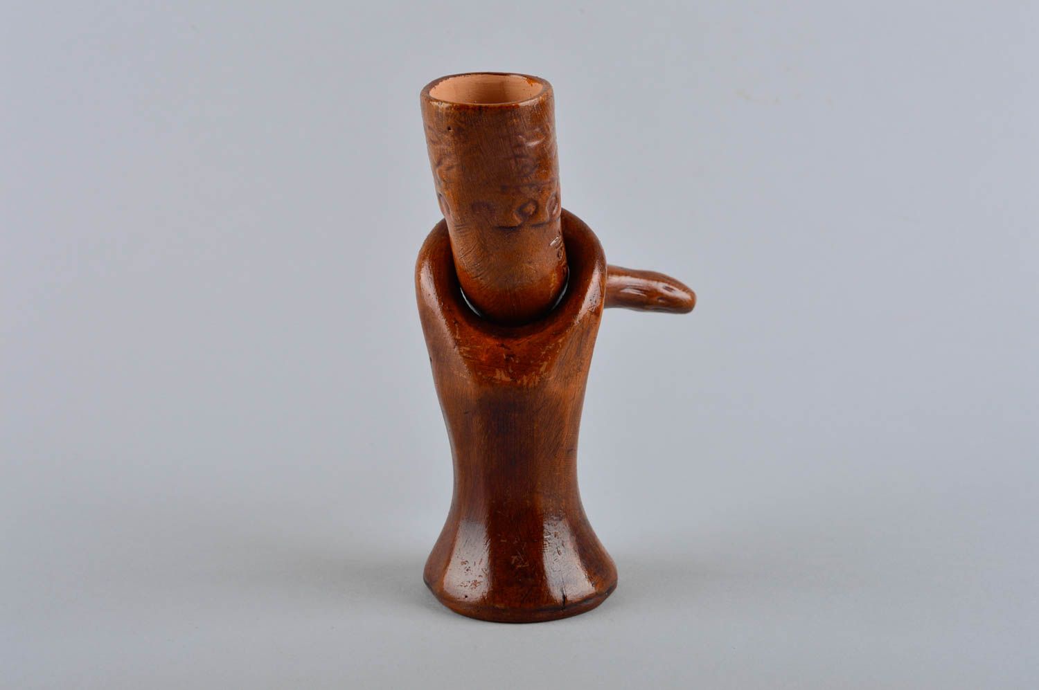 Copa para vino hecha a mano de arcilla cuerno de toro vajilla original foto 3