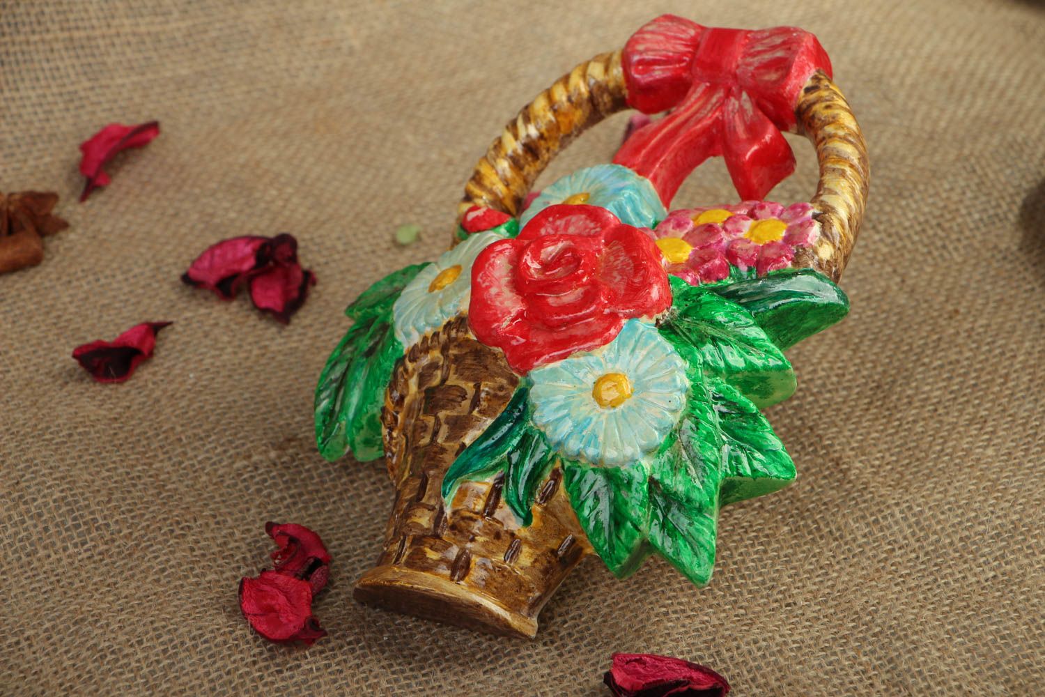 Plaster bas-relief Basket with Flowers photo 5