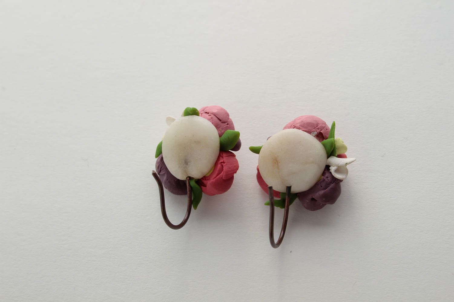 Boucles d'oreilles fleurs Bijou fait main en pâte polymère Cadeau femme photo 4