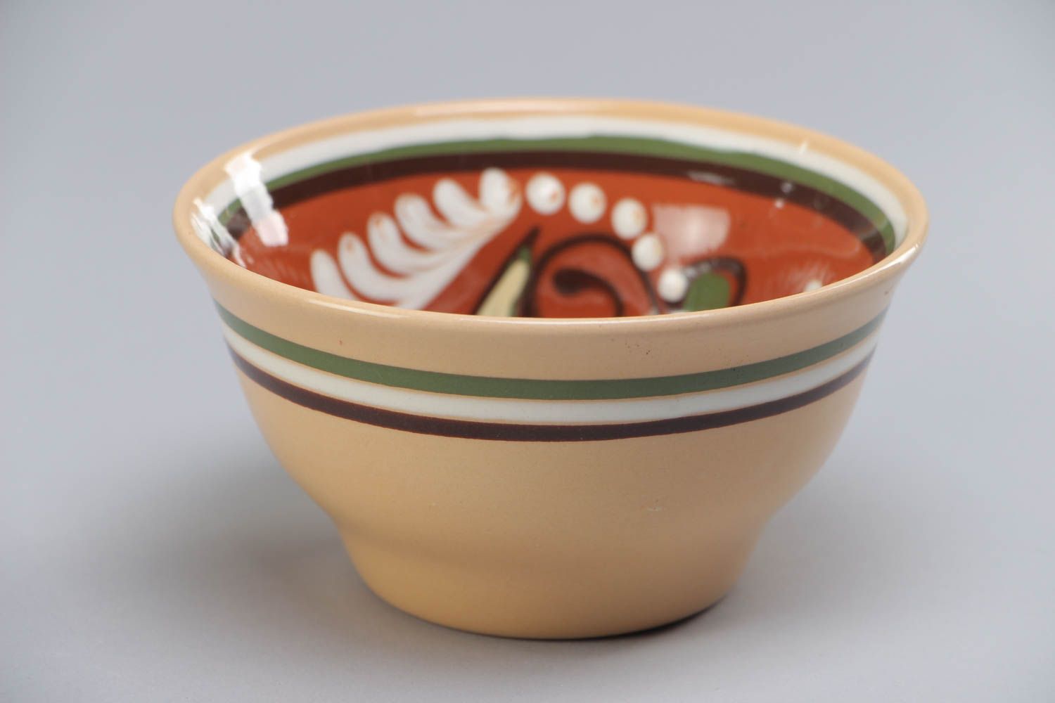 Handmade decorative ceramic bowl painted with glaze in saturated colors 250 ml photo 2