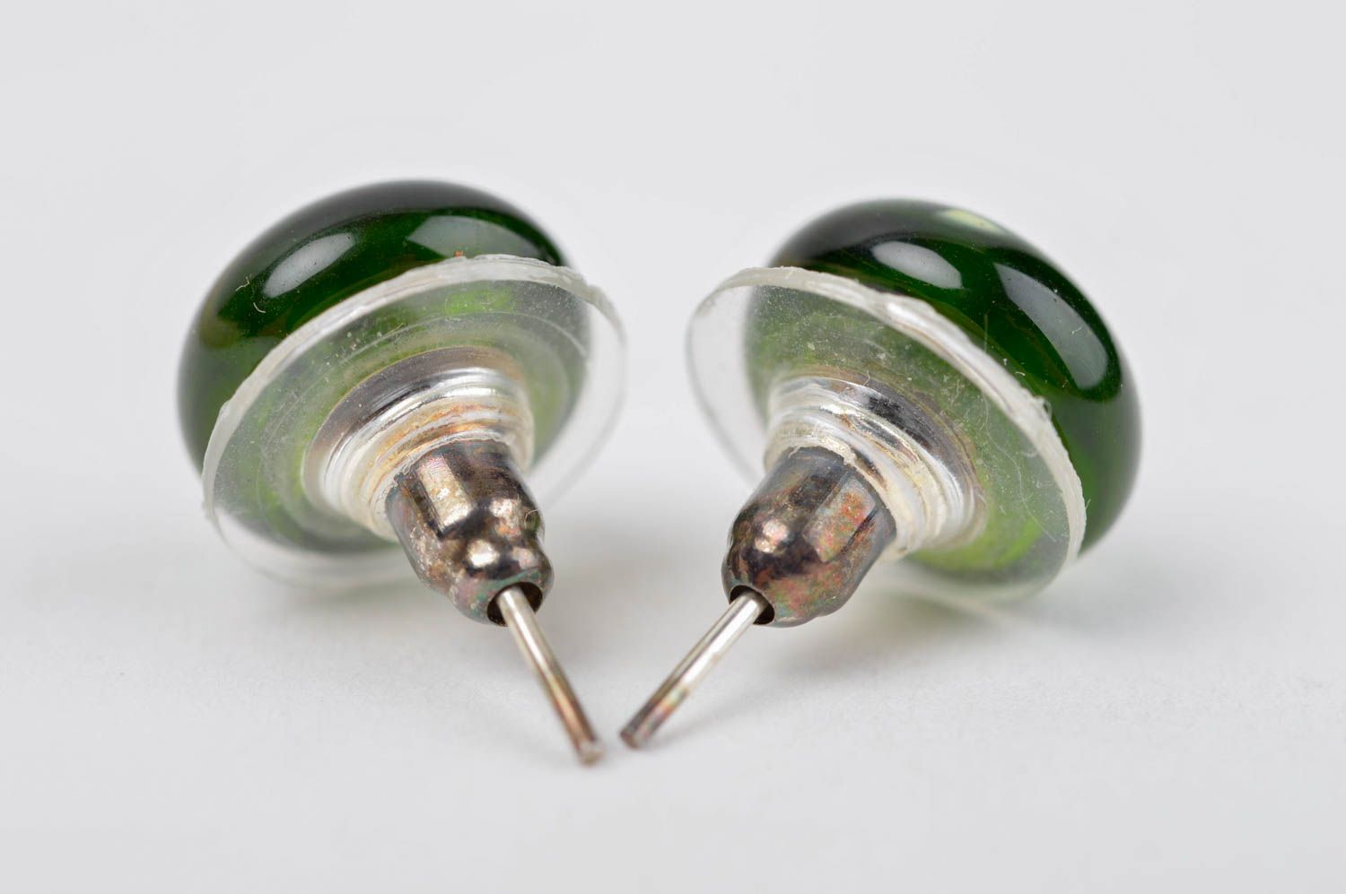 Ohrringe Damen handmade Ohrring Stecker Schmuck aus Glas schön in Grün  foto 4
