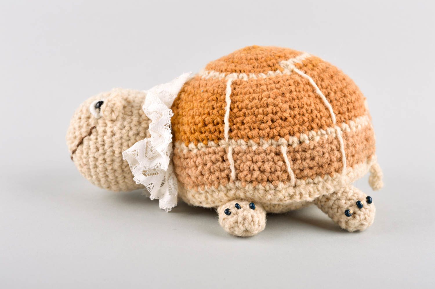 Handmade unusual turtle toy beautiful knitted toy designer textile toy photo 3