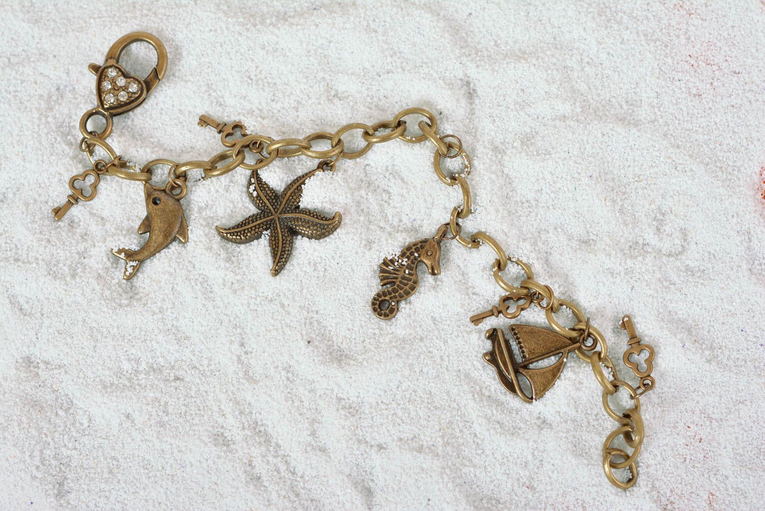 Bracelet breloques en métal Bijou fait main style marin original Cadeau femme photo 2