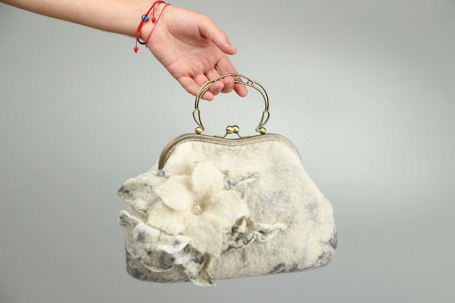 Weiße Tasche aus Wolle Polarlicht  foto 4
