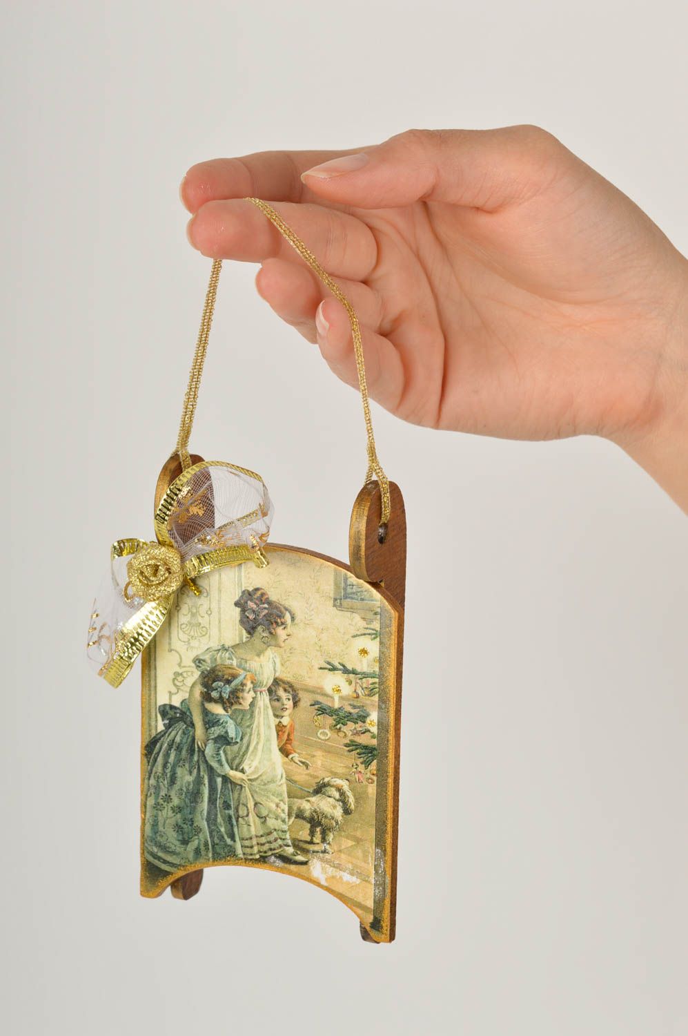 Adorno navideño hecho a mano de madera elemento decorativo souvenir original foto 5