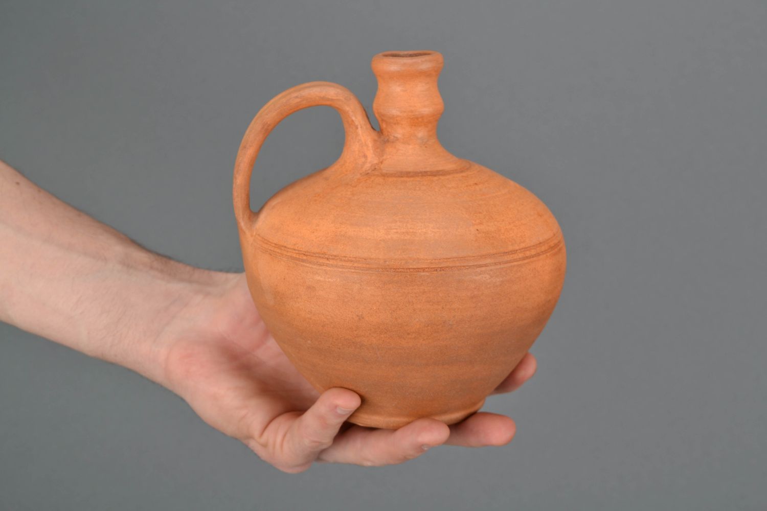 33 oz handmade terracotta ceramic wine carafe with handle in Greek style 1,8 lb photo 2