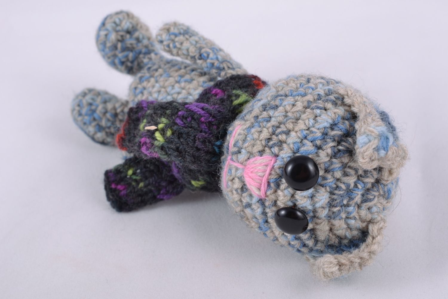 Jouet mou tricoté joli chat en écharpe fait main petit cadeau pour enfant photo 5