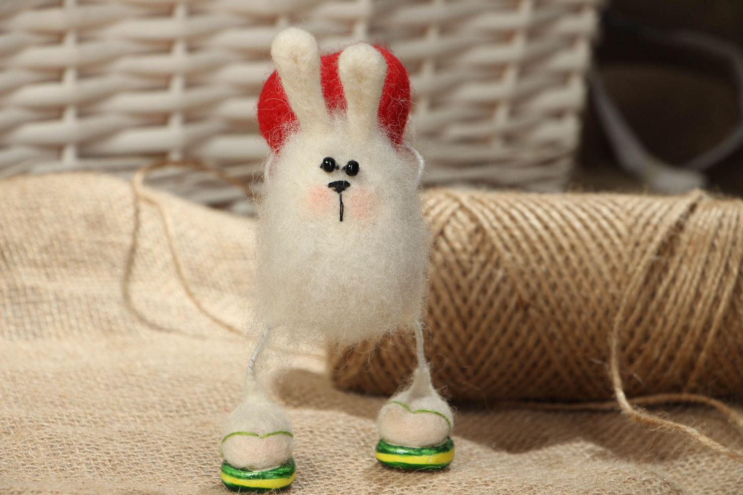 Wool felted toy Hare with Heart photo 5