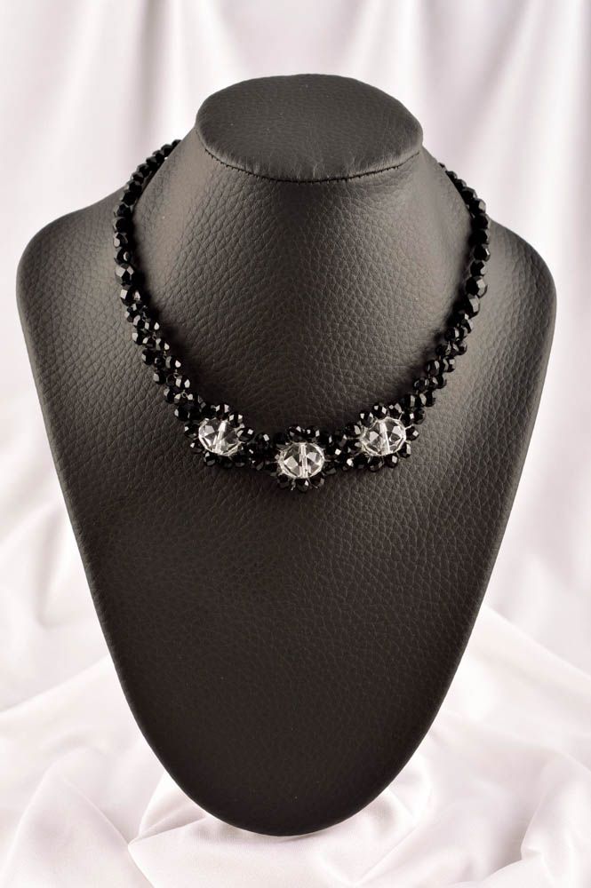 Handmade Damen Collier in Schwarz Modeschmuck Halskette Accessoire für Frauen  foto 1