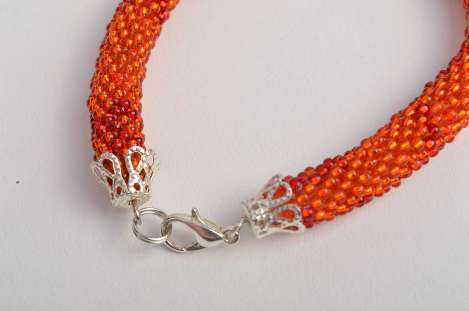 Bracelet perles de rocaille Bijou fait main orange design Cadeau pour fille photo 4