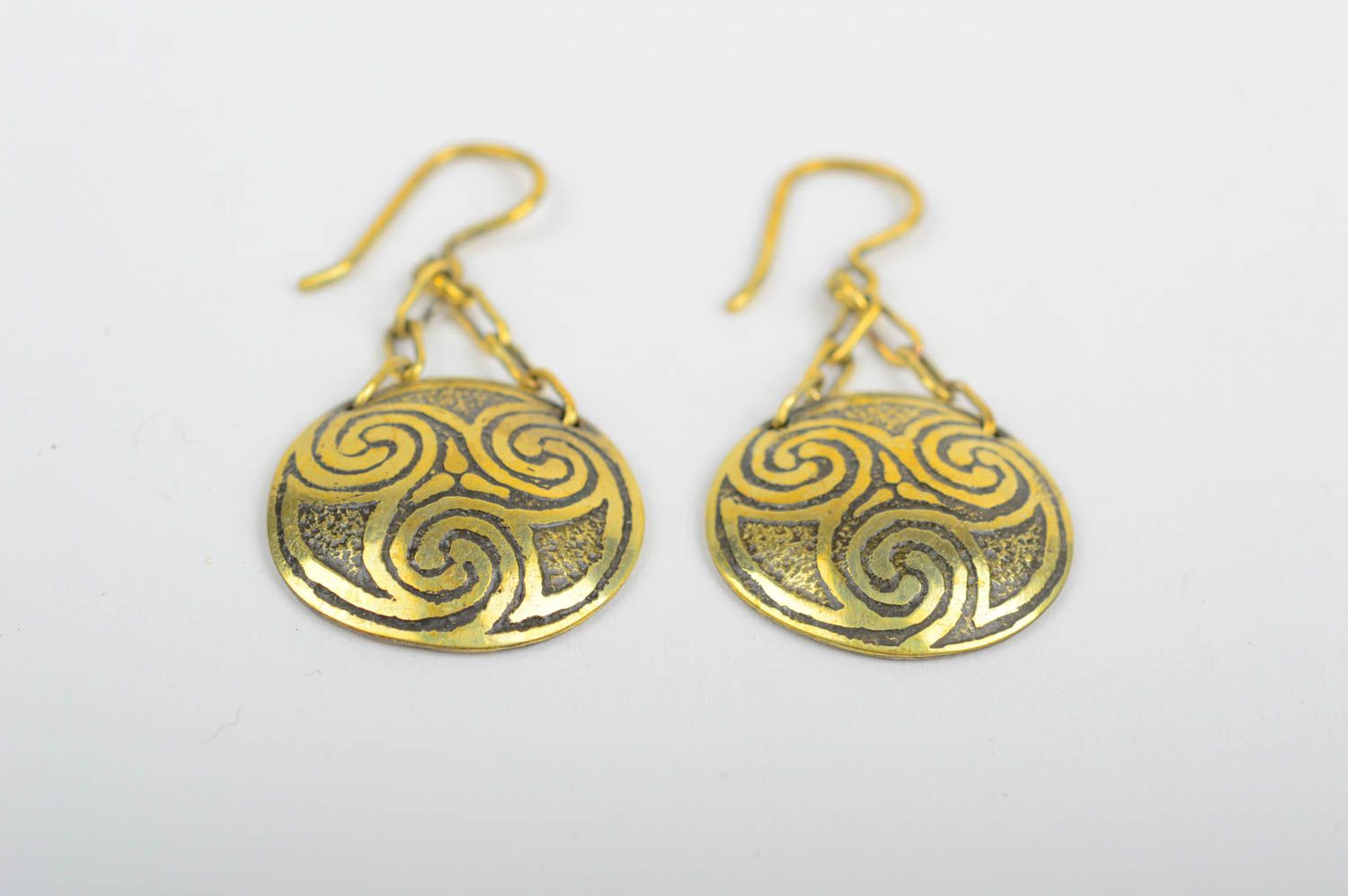 Long handmade metal earrings brass earrings costume jewelry designs gift ideas photo 3