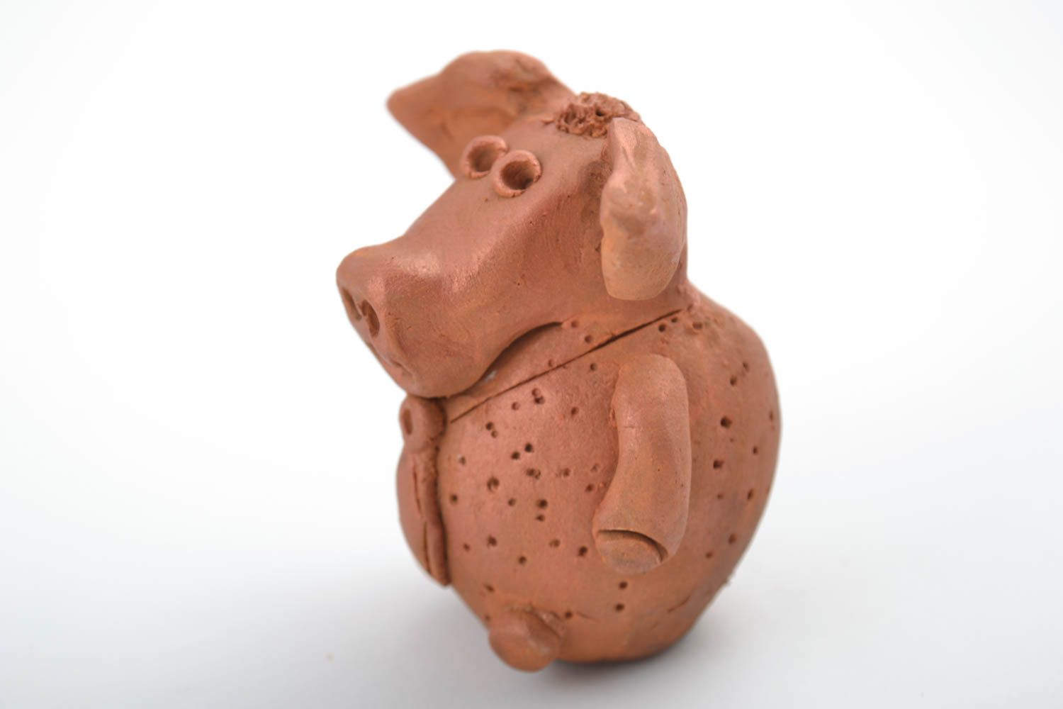 Handmade Dekofigur Schwein Keramik Deko Figur aus Ton mit Acrylfarbe bemalt foto 3