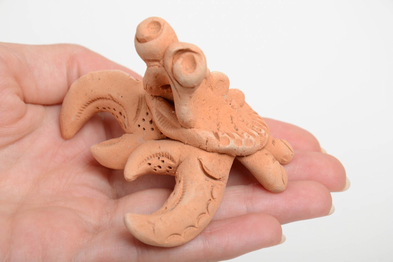 Figurine en céramique brune faite main en forme de crabe pour décorer maison photo 5