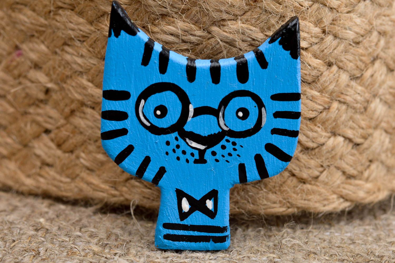 Handgemachte Brosche Modeschmuck Katze Accessoire für Frauen blau Brosche Tier foto 1