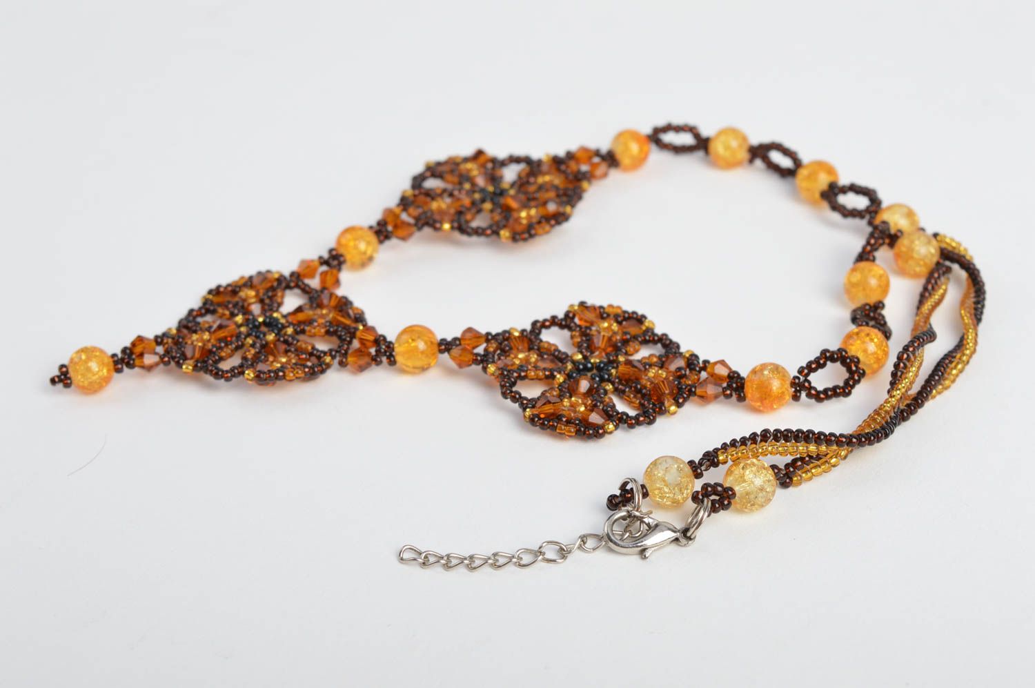 Seed beaded necklace designer beaded jewelry handmade bijouterie accessory photo 5