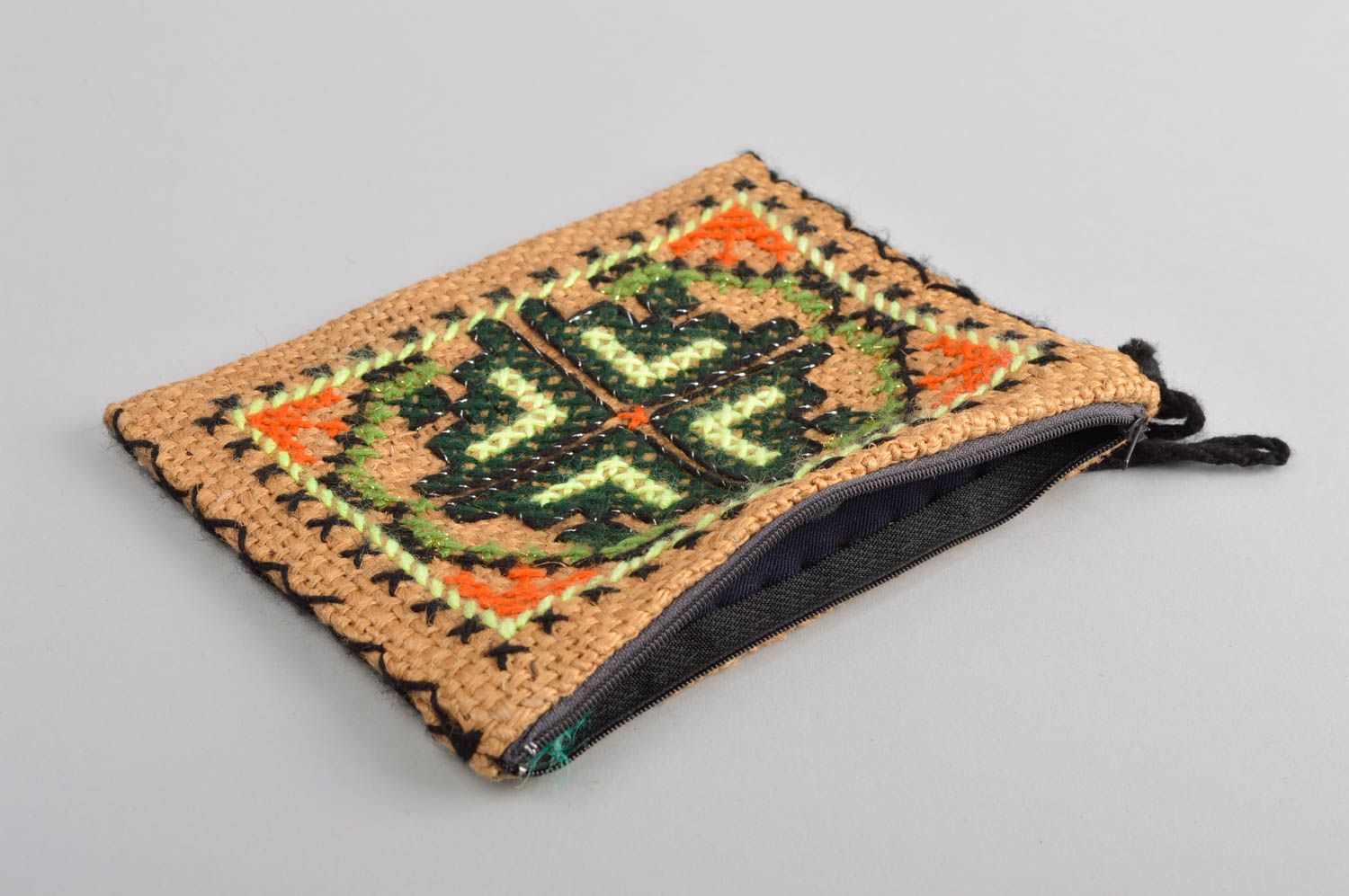Handmade textile cute purse unusual female wallet purse in ethnic style photo 5