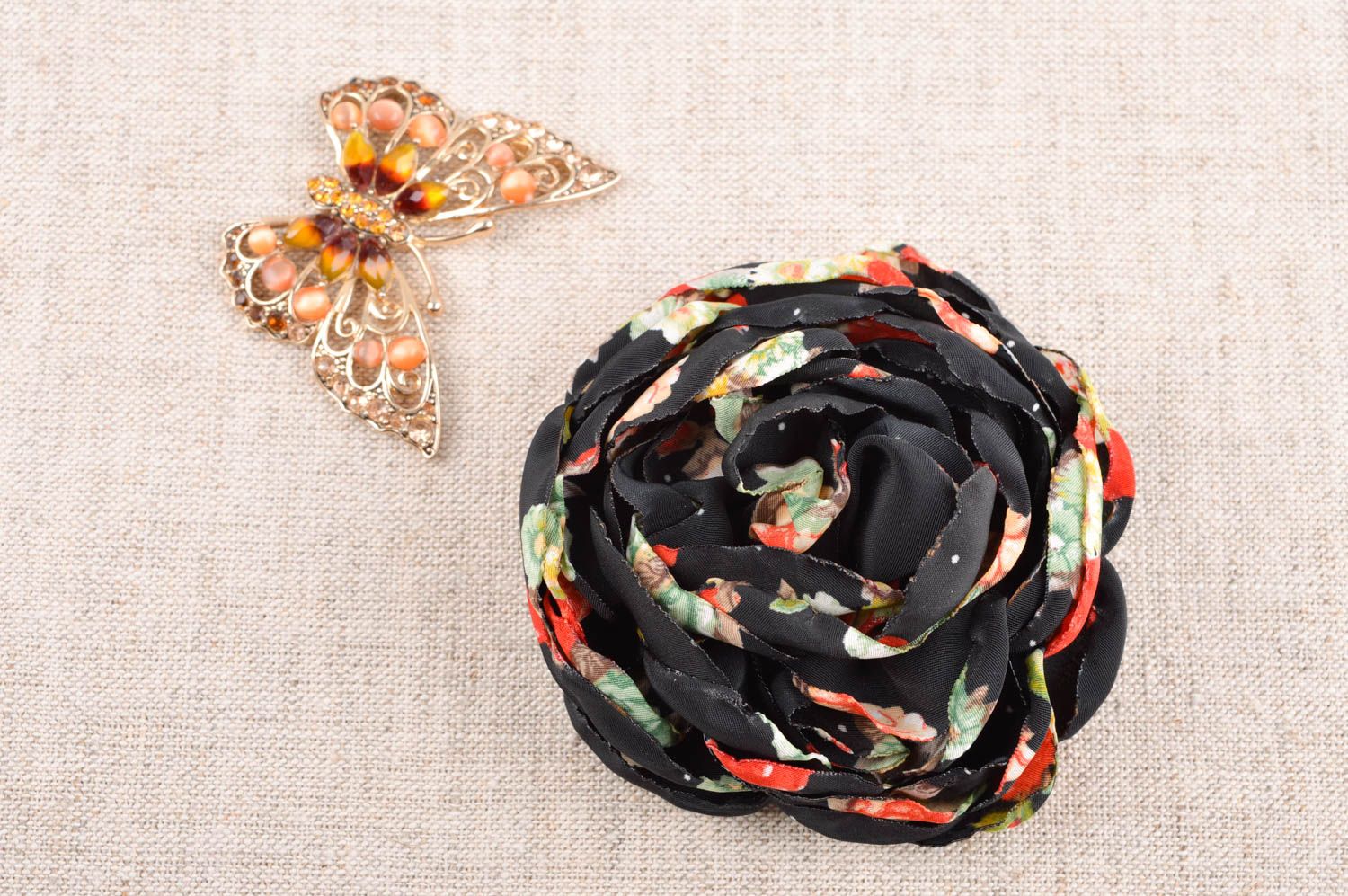 Broche de moda flor multicolor textil bisutería artesanal regalo original foto 1