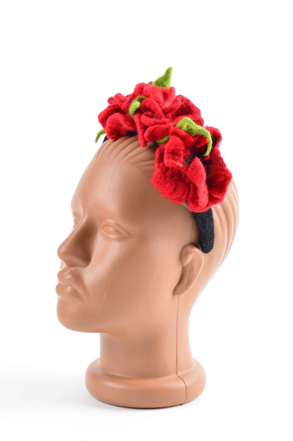 Serre-tête fleurs fait main Accessoire cheveux pavots rouges Cadeau original photo 5