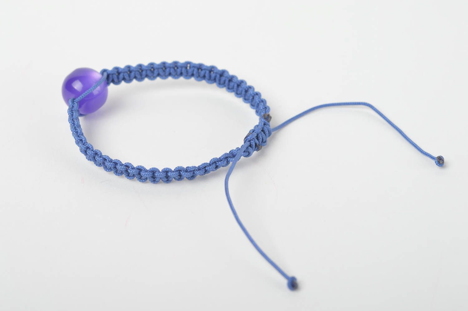 Bracelet tressé Bijou fait main bleu avec perle fantaisie Cadeau femme tendance photo 5
