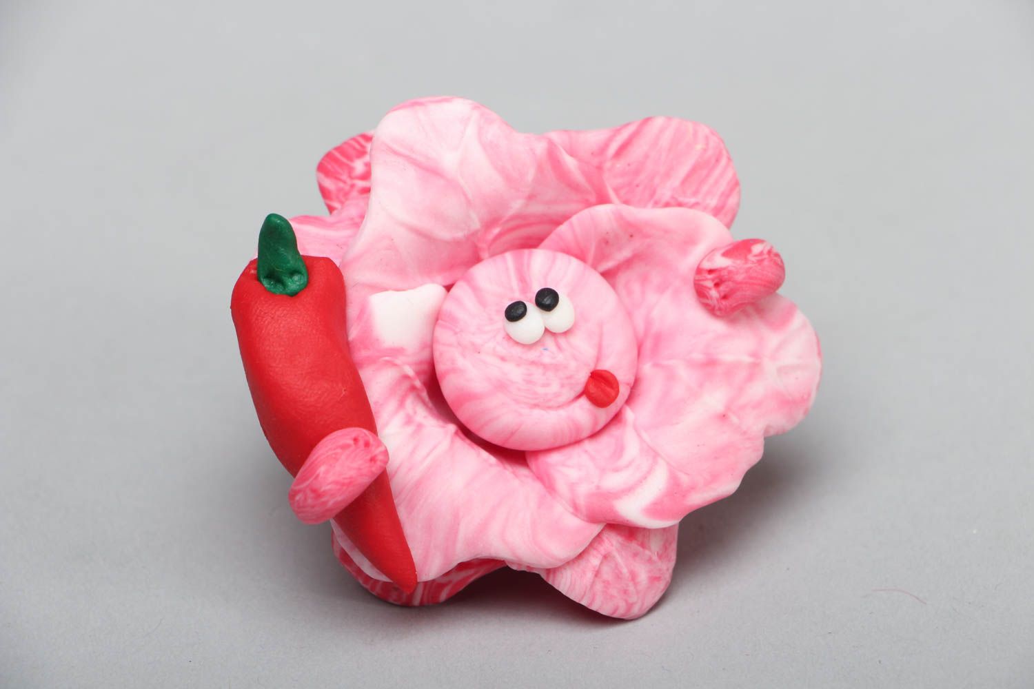 Polymer clay fridge magnet Pink Cabbage and Pepper photo 1