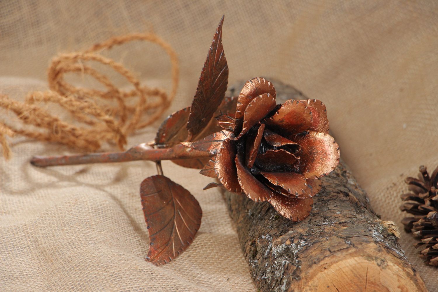 Handmade decorative wrought iron flower rose in brown color for home decor photo 1