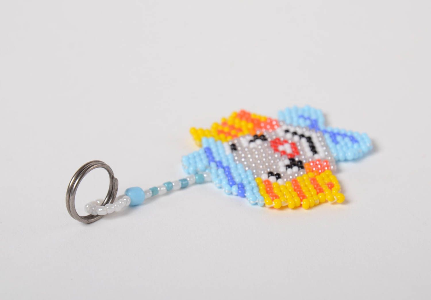 Porte-clés clown multicolore en perles de rocaille fait main original accessoire photo 4
