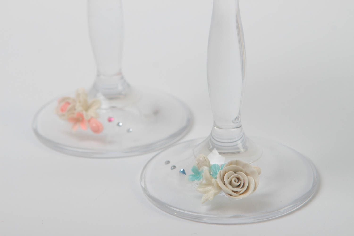 Decorative wine glasses set of 2 handmade wedding champagne glasses flute glass photo 4