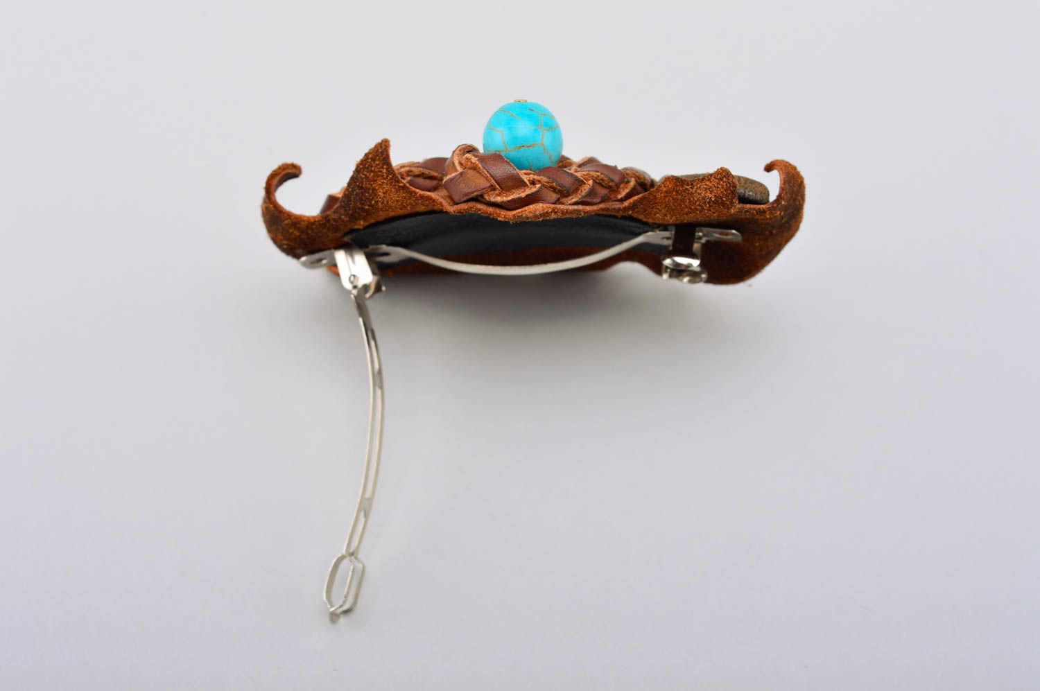Handmade brooch designer brooch unusual accessory leather jewelry gift for women photo 3