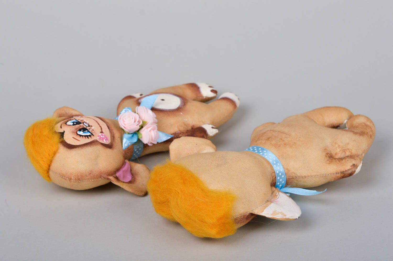 Handmade animal toys 2 designer textile monkeys stylish nursery decor photo 5