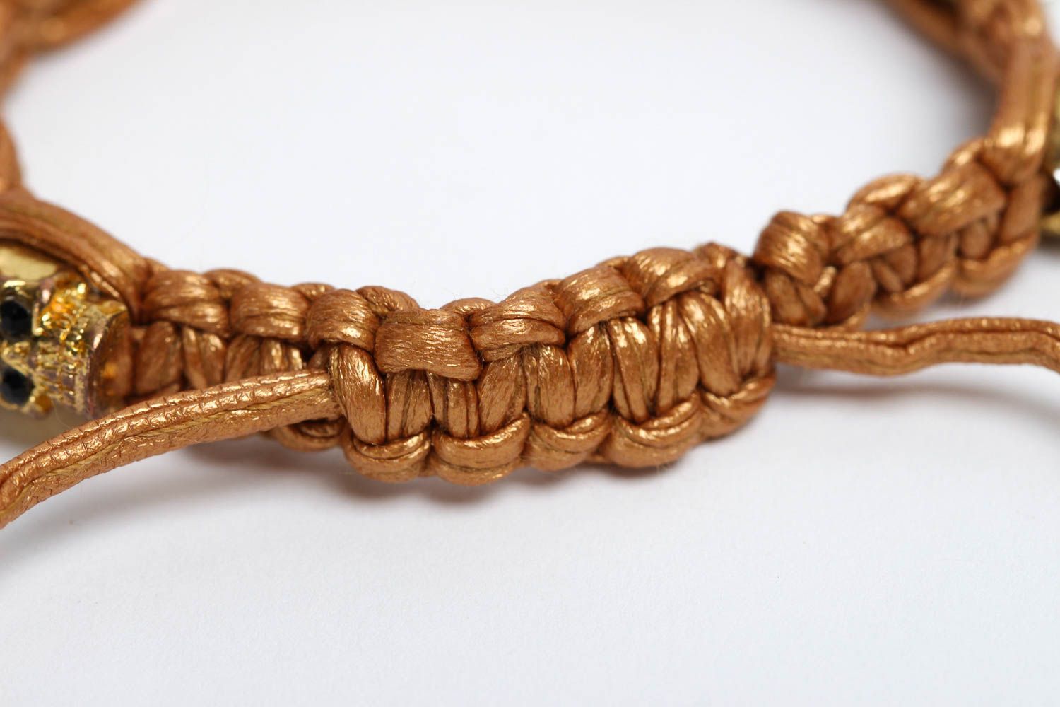 Golden color rope skull shape gold color beads strand bracelet for women photo 4