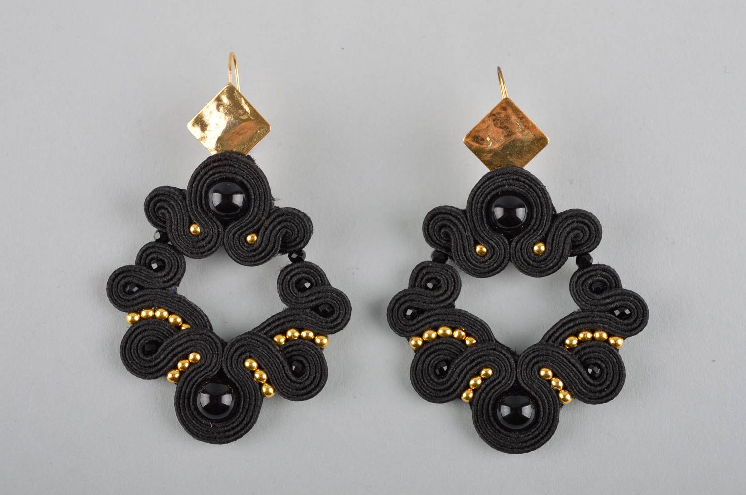 Beautiful handmade soutache earrings beaded earrings accessories for girls photo 3