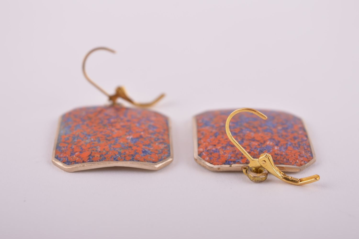 Украшение из латуни handmade серьги из натуральных камней модные серьги стильные фото 5