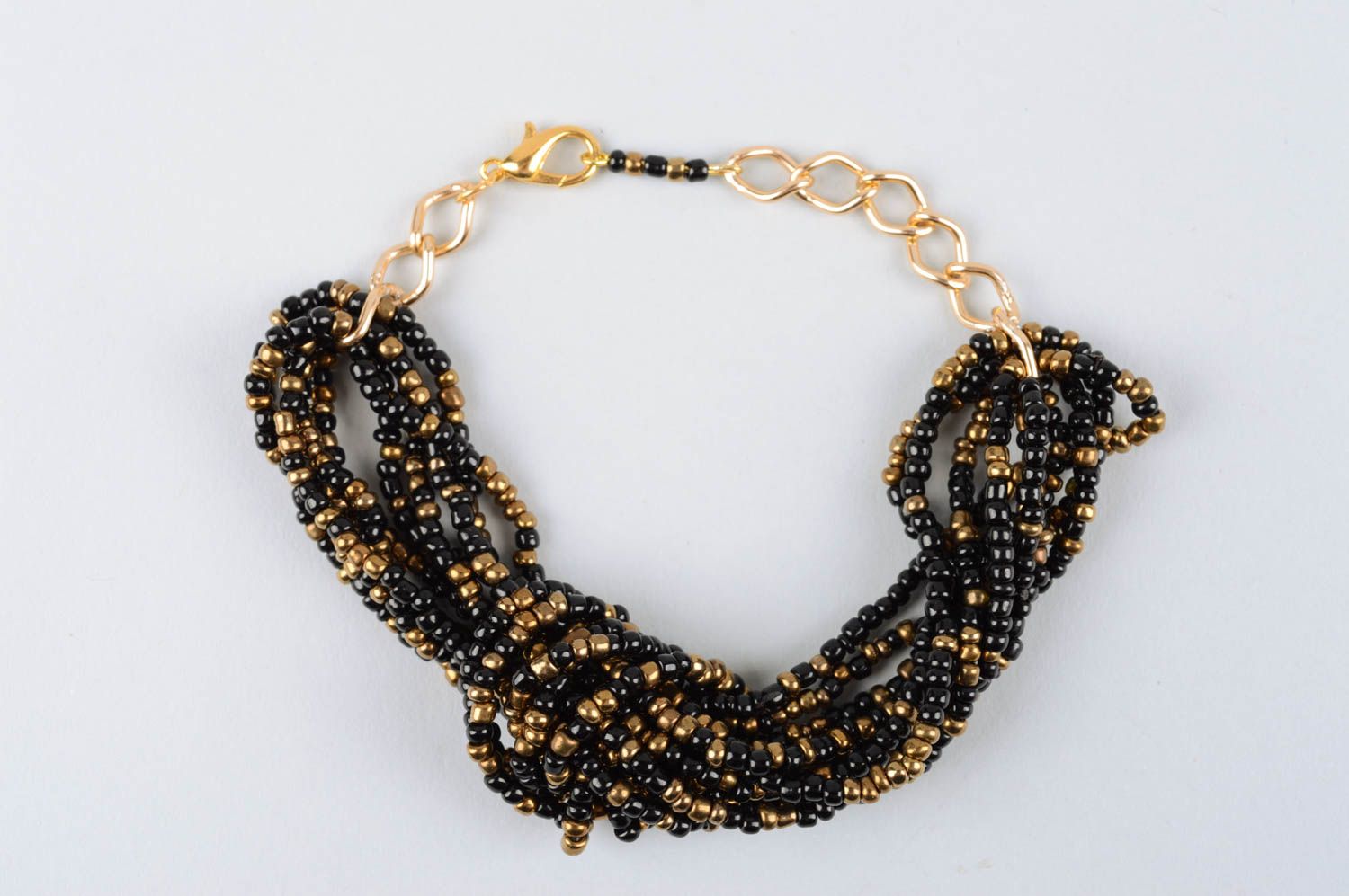 Multi-layer black and golden beads bracelet for her photo 2