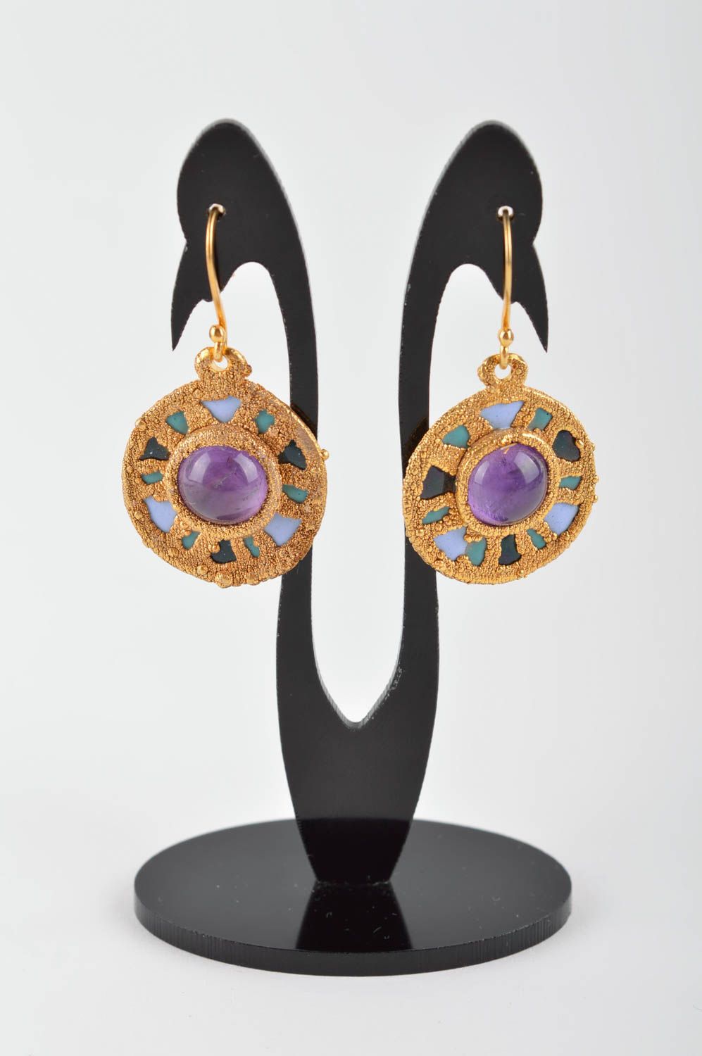 Beautiful handmade copper earrings costume jewelry designs gemstone earrings photo 2