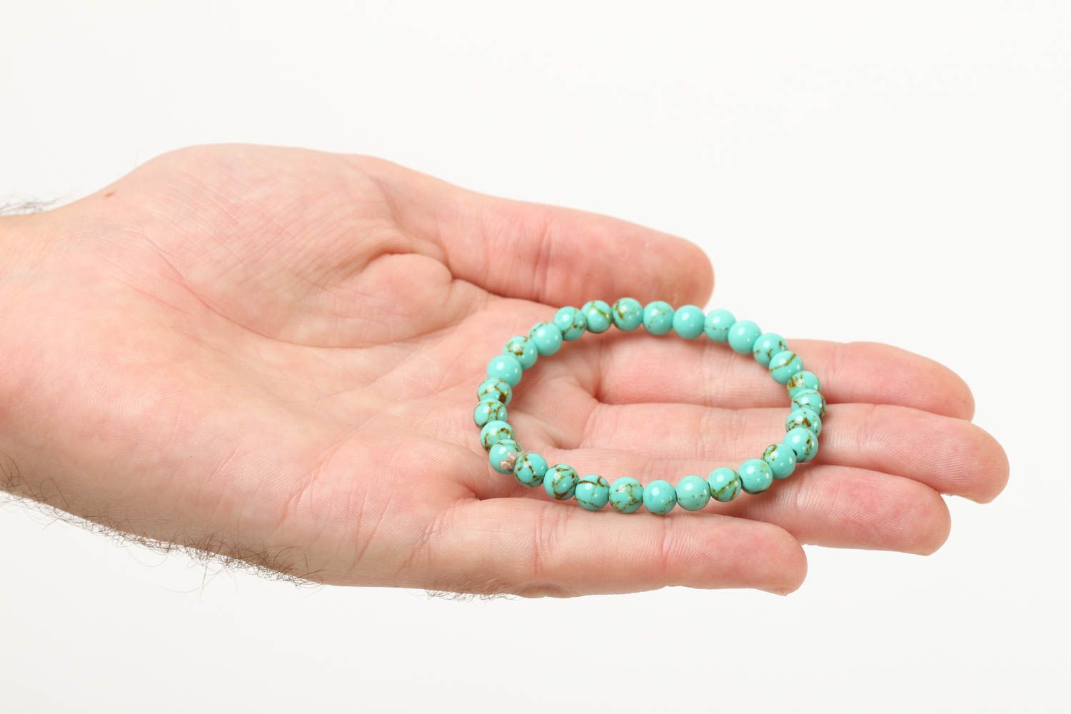 Malachite handmade gemstone bead elastic bracelet for women photo 5