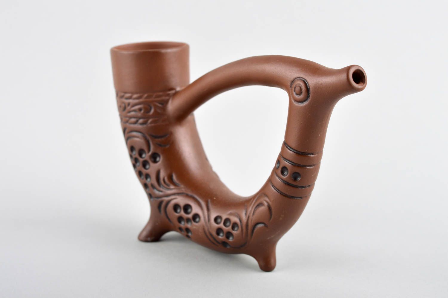 Miniature wine horn handmade ceramic pottery drinking cup unusual jug nice gift photo 3